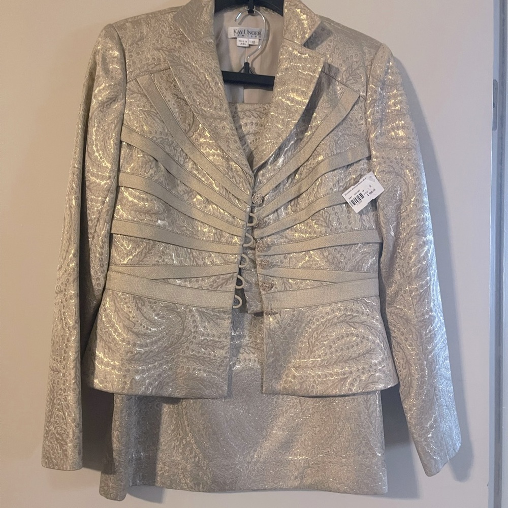 Kay Unger 2 piece gold evening suit